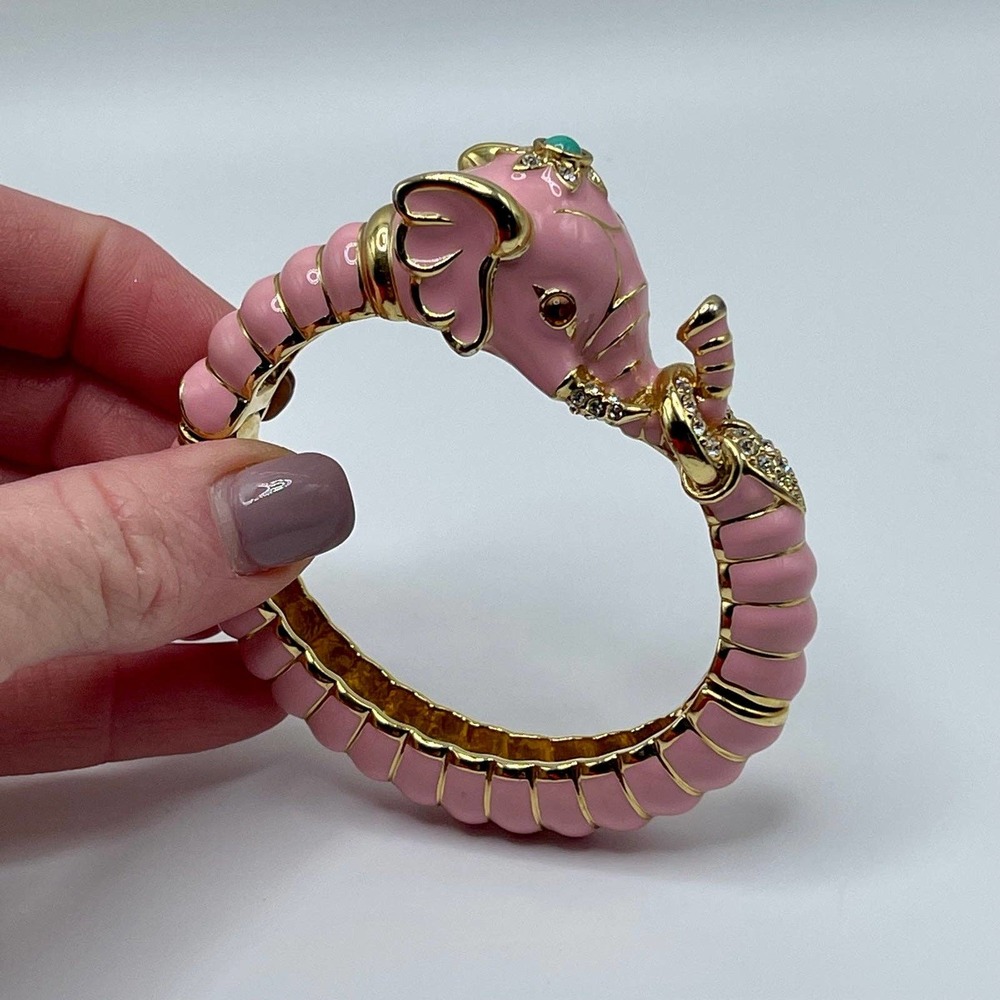 Kenneth Jay Lane Pink Elephant Bangle Bracelet